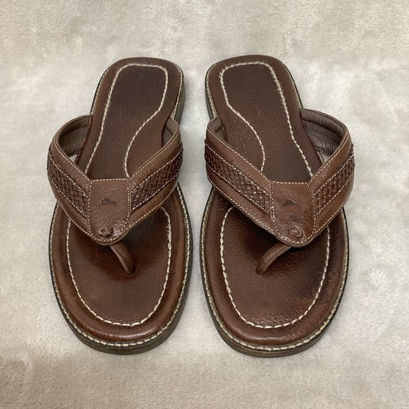 Tommy Bahama Sandals Anchors Away Men’s 13 D Leather Thong Flip Flop - Picture 3 of 7